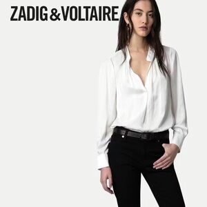 Zadig & Voltaire Off-White Satin Blouse size Small